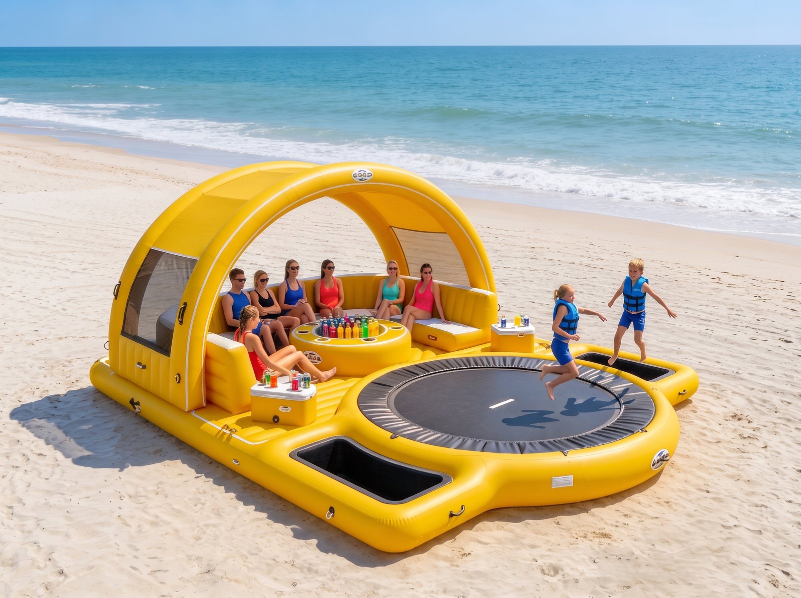 Full_4k_image_bana_do_202607141801 Summer Floating Water Park Inflatable Water Amusement Combo Platform Sofa Dock Tent Built-in Trampolines Custom PVC Material - Image 1