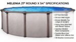 27'x54" Round Melenia Above Ground Pool - Features Bronze Metallic Top Ledges - Image 9