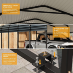 10x20ft Metal Carport Canopy with Galvanized Gable Roof - Image 6