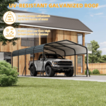 10x20ft Metal Carport Canopy with Galvanized Gable Roof - Image 5