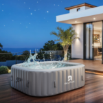 Relxtime Proseries 6-person Upgraded Square Inflatable Hot Tub – 73x73 Inch Portable Spa With 15-piece Pro Kit, Grey Reinforced Design For Ultimate