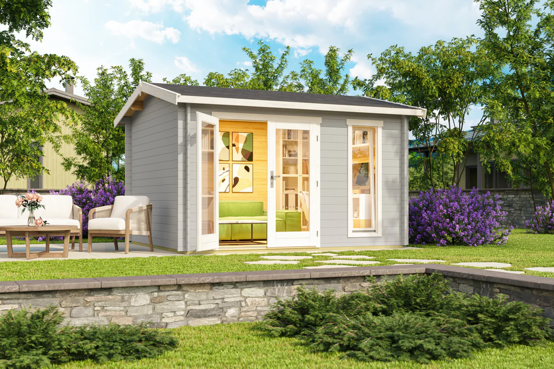 download - 2026-07-07T132510.285 Technoflex Chic-Shed Banff 12.8 ft. W x 11.5 ft. D x 8.4 ft. H Solid Wood Shed with Double Door and Window - Image 1