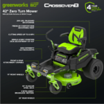Greenworks 60V 42” Electric CrossoverZ Zero Turn Mower with 8 Ah Batteries and Dual Port Turbo Chargers - Image 14