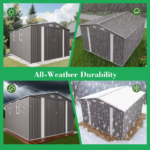SUSUA10x12FT Outdoor Storage Shed Metal Garden Shed with Double Door Two Window Waterproof Tool Shed for Backyard Patio Lawn - Image 4