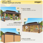 12X20 Hardtop Grill Gazebo with Hooks & Galvanized Roof – EROMMY - Image 8