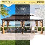 12X20 Hardtop Grill Gazebo with Hooks & Galvanized Roof – EROMMY - Image 7