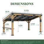 Classic 10FT x 14FT Solid Wood Gazebo With Sloped Roof & Built-in Bar Shelf for BBQ AMERLIFE - Image 9