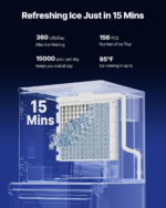 VEVOR Commercial Ice Maker Machine 360LBS/24H Ice-Making Machine with 250LBS Large Storage Bin Auto Self-Cleaning Ice Maker with Touchscreen for Bar - Image 14