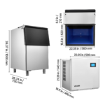 VEVOR Commercial Ice Maker Machine 360LBS/24H Ice-Making Machine with 250LBS Large Storage Bin Auto Self-Cleaning Ice Maker with Touchscreen for Bar - Image 6