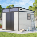 Amerlife Resin Storage Shed With Floor Double Doors Sloped Roof