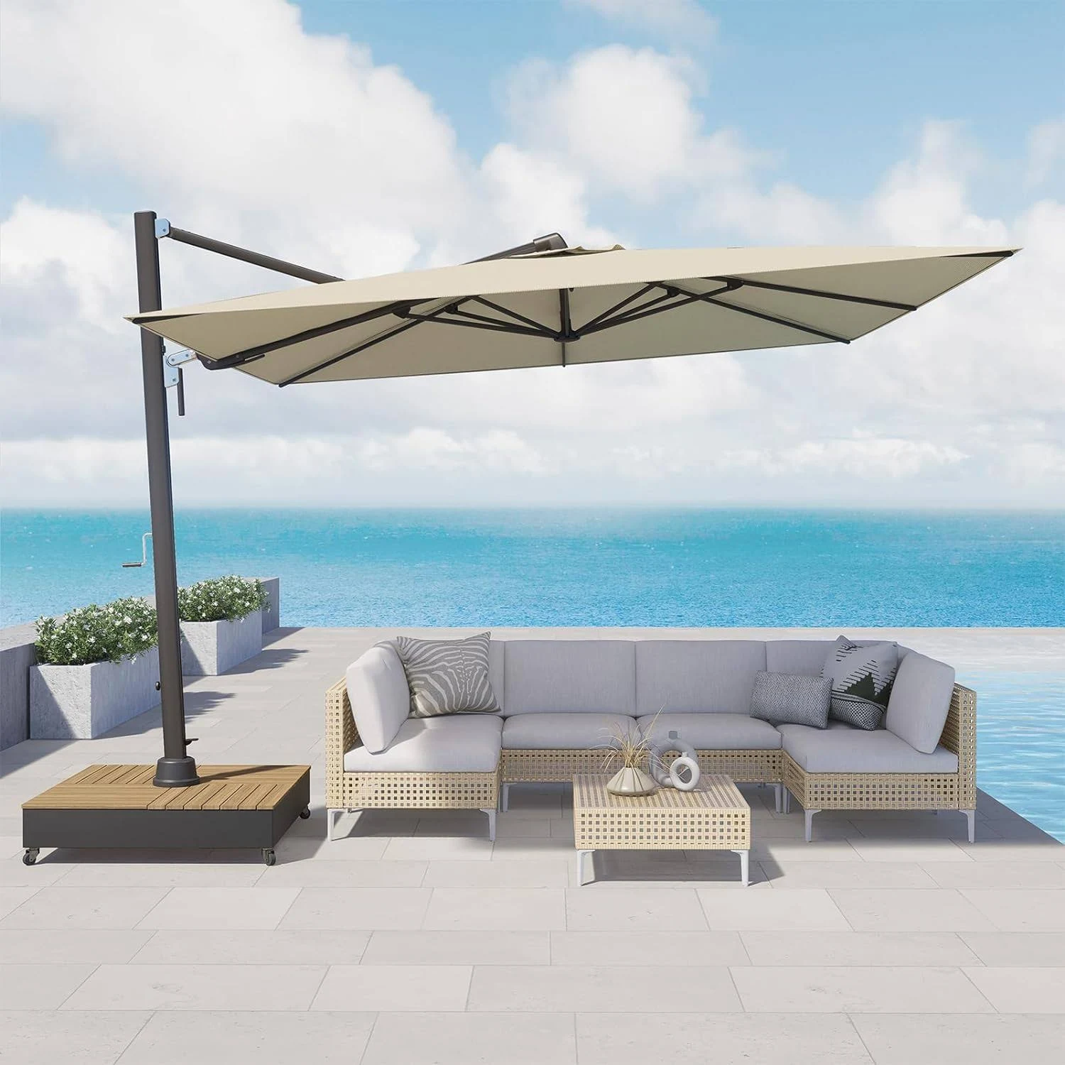 download - 2026-07-18T223250.292 GRAND Patio 10x13 ft Patio Umbrella with Base Acrylic Outdoor Cantilever Aluminum Umbrella - Image 1