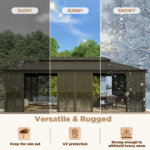 12' × Sunroom Patio Hardtop Gazebo Double Top Galvanized Steel Roof Aluminum Solarium - Image 5