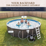 Blue Wave Riviera Round 54-in Deep 8-in Top Rail Metal Wall Swimming Pool Package - Image 7