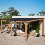 Maple Cedar Wood Patio Gazebo With Slope Hard Top Galvanized Steel Roof Pavilion,Using Storage, Party Chat And Grill ELEVATE OUTDOORS Size: 20'  x 12 - Image 7