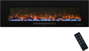 Modern Wall-Mounted And Recessed Electric Fireplace Inserts, 750W Or 1500W Heater Fireplace, Faux Log Or Crystal Hearth - Image 13