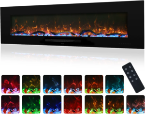 Modern Wall-Mounted And Recessed Electric Fireplace Inserts, 750W Or 1500W Heater Fireplace, Faux Log Or Crystal Hearth - Image 12
