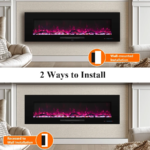 Modern Wall-Mounted And Recessed Electric Fireplace Inserts, 750W Or 1500W Heater Fireplace, Faux Log Or Crystal Hearth - Image 7