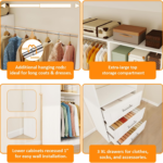 Closet System of 2 Sets with 3 Drawers & 4 Shelves & 4 Hanging Rods, 4FT-10FT Closet Organizer System - Image 5