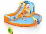 5-in-1 Iatable Water Slide Park, Water Bounce House w/Air Blower, Climbing Wall, Double Jump Area, Splash Pool, Water Cannon, W